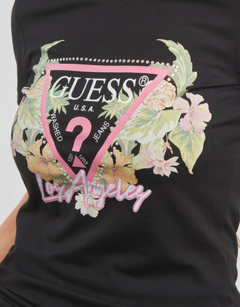 Guess SS CN TRIANGLE FLOWERS TEE Preto
