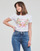 Textil Mulher T-Shirt mangas curtas Guess SS CN TRIANGLE FLOWERS TEE Branco