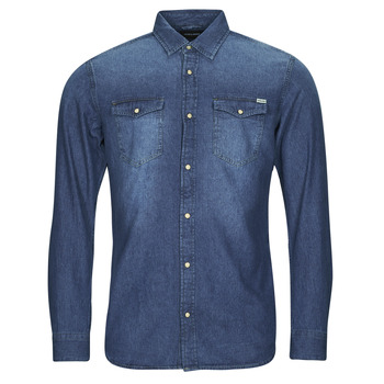 Textil Homem Camisas mangas comprida adidas utility parka coat for women JJESHERIDAN SHIRT L/S Azul