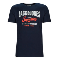 Textil Homem T-Shirt black curtas Jack & Jones JJELOGO TEE SS O-NECK Marinho