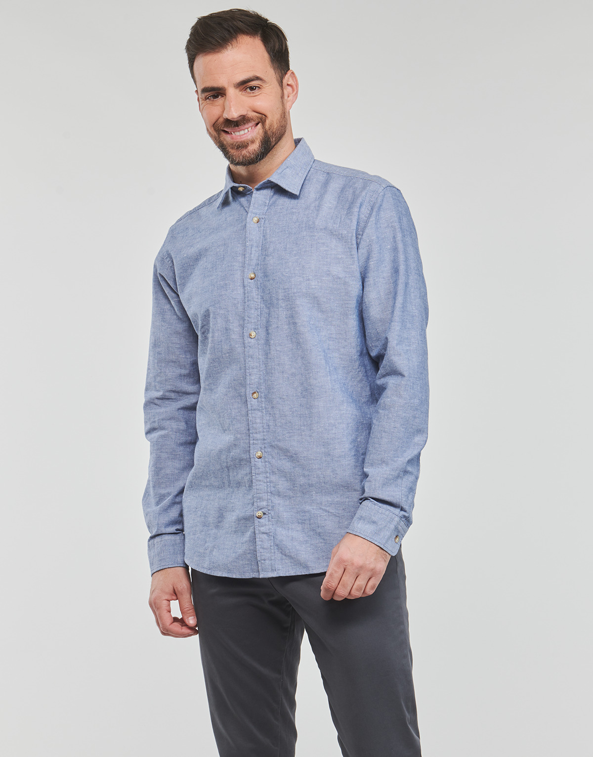 Textil Homem Camisas mangas comprida Jack & Jones JJESUMMER SHIRT L/S Azul