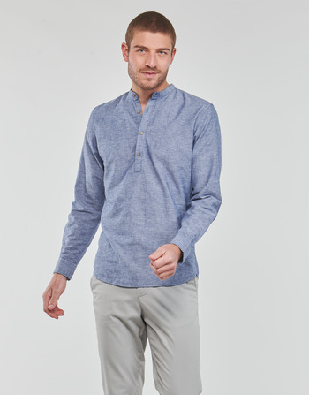 Textil Homem Camisas mangas comprida Poder do arco-íris JPRBLASUMMER HALF PLACKET SHIRT L/S Azul