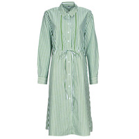 Textil Mulher Vestidos curtos Tommy Hilfiger ORG CO STRIPE MIDI SHIRT-DRESS Branco / Verde
