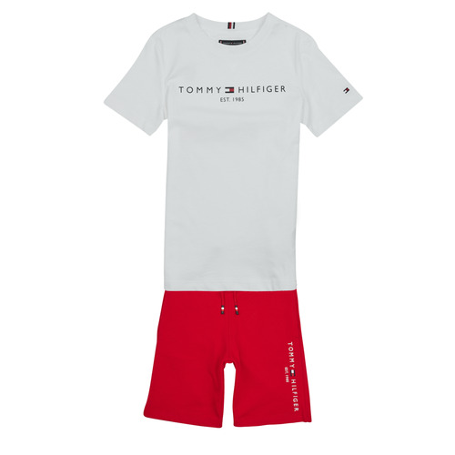 Textil Rapaz Todos os fatos de treino Junior Tommy Hilfiger ESSENTIAL SET Branco / Vermelho