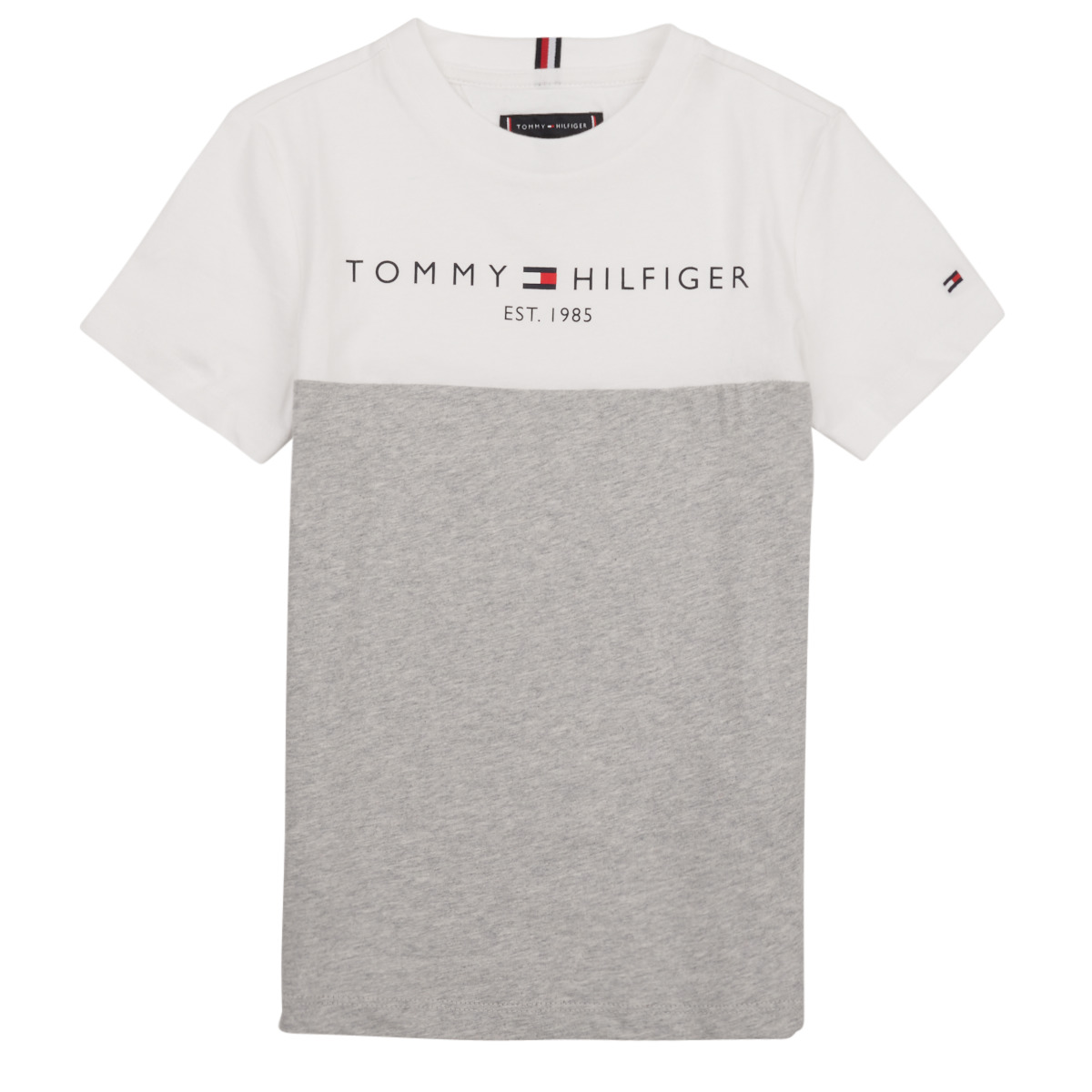 Textil Rapaz T-Shirt mangas curtas Trunk Tommy Hilfiger ESSENTIAL COLORBLOCK TEE S/S Branco / Cinza