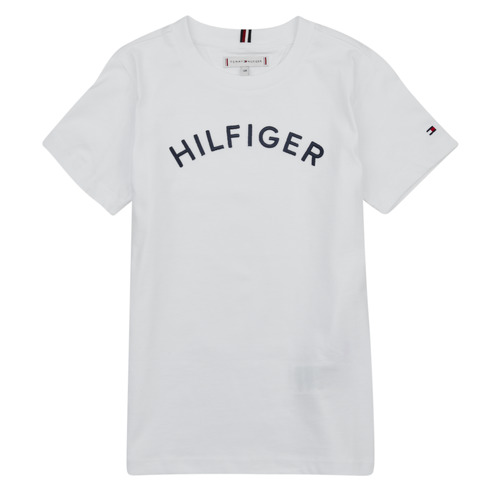 Textil Criança T-Shirt mangas curtas cut Tommy Hilfiger U HILFIGER ARCHED TEE Branco
