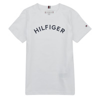 Textil Criança T-Shirt item curtas Tommy Hilfiger U HILFIGER ARCHED TEE Branco