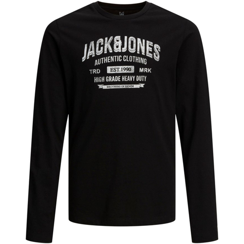 Textil Rapaz T-shirt mangas compridas Jack & Jones 12212313 JJEJEANS TEE LS O-NECK NOOS 22/23 JNR BLACK Preto
