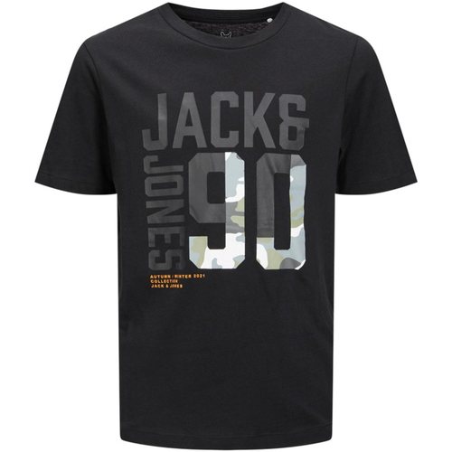 Textil Rapaz T-Shirt mangas curtas Jack & Jones 12215218 JCONIC CAMO TEE SS CREW NECK LN JNR BLACK Preto