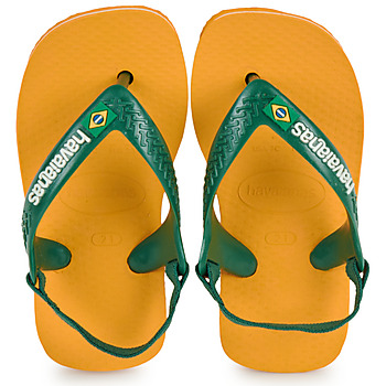 Sapatos Criança Chinelos Havaianas BABY BRASIL LOGO Amarelo / Verde