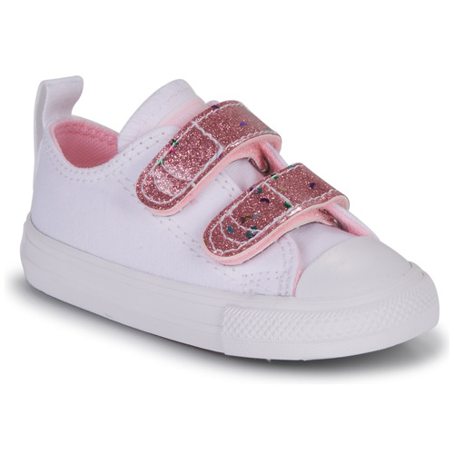 Sapatos Rapariga Sapatilhas sneakers Converse CHUCK TAYLOR ALL STAR 2V EASY-ON GLITTER STRAP OX Branco / Rosa