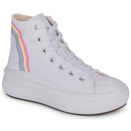 Sapatos Rapariga Sapatilhas de cano-alto Co-Founded Converse CHUCK TAYLOR ALL STAR MOVE PLATFORM RAINBOW CLOUD HI Branco / Multicolor