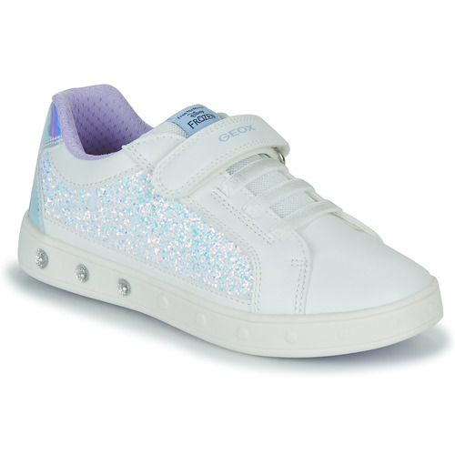 Sapatos Rapariga Sapatilhas Geox J SKYLIN GIRL D Branco / Iridescente / Prata