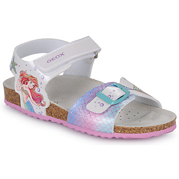 Sapatos Rapariga Sandálias Geox J ADRIEL GIRL Branco / Prata / Rosa