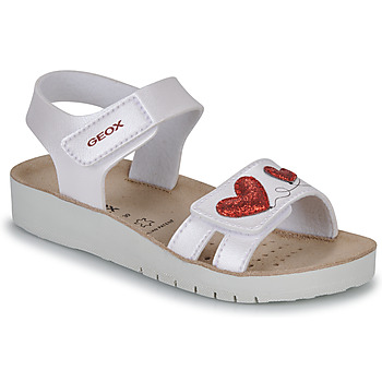 Sapatos Rapariga Sandálias Geox J SANDAL COSTAREI GI Branco / Vermelho