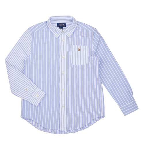 Textil Rapaz Camisas mangas comprida Polo Ralph Lauren LS3BDPPPKT-SHIRTS-SPORT SHIRT Azul / Céu / Branco