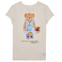Textil Rapariga T-Shirt mangas curtas Polo Ralph Lauren BEAR SS TEE Cru