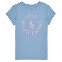 Textil Rapariga T-Shirt mangas curtas Polo Ralph Lauren SS GRAPHIC T-KNIT usb shirts-T-SHIRT Azul / Céu / Rosa
