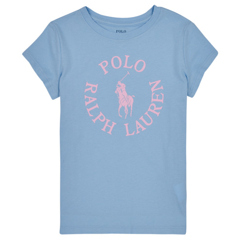 Textil Rapariga Primavera / Verão Polo Ralph Lauren SS GRAPHIC T-KNIT SHIRTS-T-SHIRT Azul / Céu / Rosa