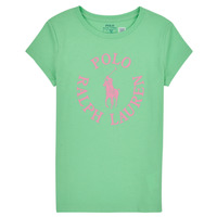 Textil Rapariga T-Shirt mangas curtas Polo Ralph Lauren SS GRAPHIC T-KNIT NYC ShirtS-T-SHIRT Verde / Rosa