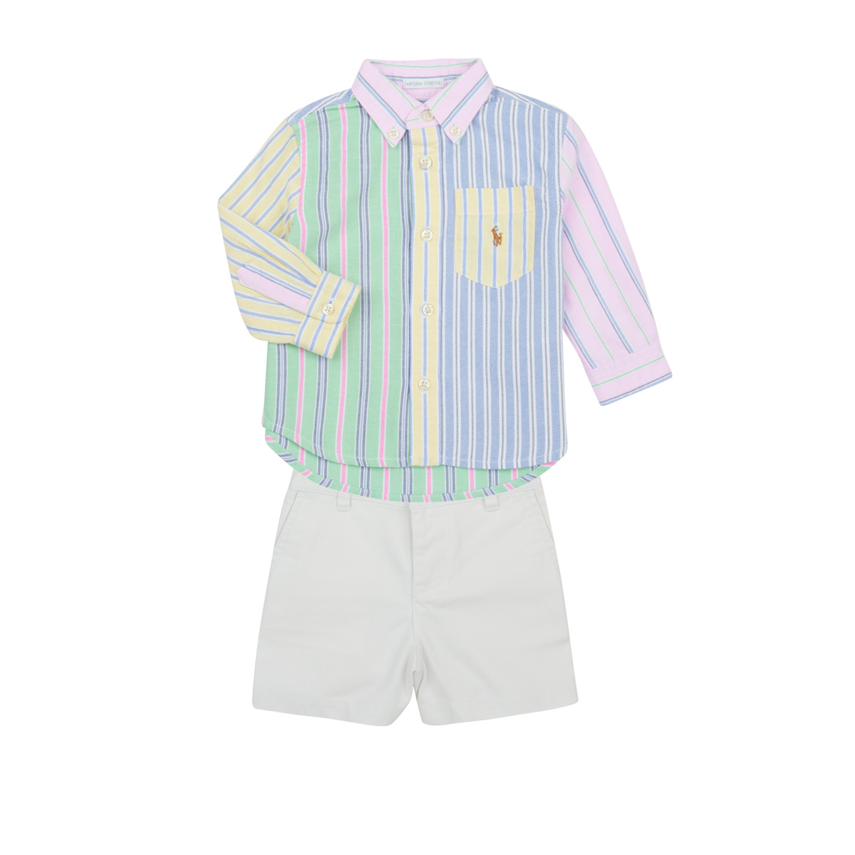 Textil Rapaz Conjunto Fit Polo Ralph Lauren LS BD SHRT S-SETS-SHORT SET Multicolor
