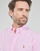 Textil Homem Camisas mangas comprida Calça Moletom Elastico Barra Polo Wear M CHEMISE COUPE DROITE EN OXFORD Rosa / Branco