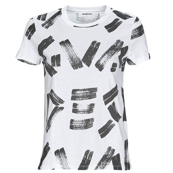 Textil Mulher T-Shirt mangas curtas Desigual TS_GLASGOW Branco / Preto