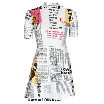 Textil Mulher Vestidos curtos Desigual VEST_NEWSPAPER Branco / Multicolor
