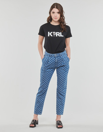 Textil Mulher Calças Jeans Karl Lagerfeld TAPERED MONOGRAM JCQ DENIMS Azul