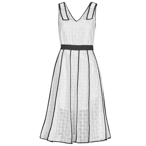 Textil Mulher Vestidos curtos Karl Lagerfeld KL EMBROIDERED AMI DRESS Branco / Preto