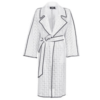 Textil Mulher Trench Karl Lagerfeld KL EMBROIDERED LACE COAT Branco / Preto