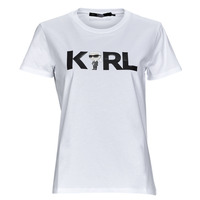 Textil Mulher T-Shirt mangas curtas Karl Lagerfeld IKONIK 2.0 KARL LOGO T-SHIRT Branco