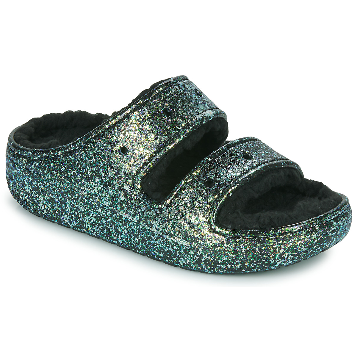 Sapatos Mulher Chinelos Crocs Classic Cozzzy Glitter Sandal Preto / Glitter