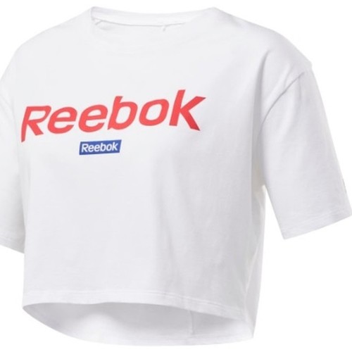 Textil Mulher T-shirts e Pólos Reebok HIWHITE Sport Linear Logo Crop Tee Branco