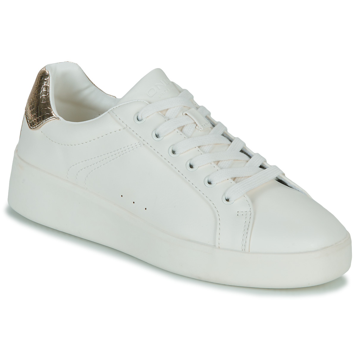 Sapatos Mulher Sapatilhas Only ONLSOUL-4 PU Continental SNEAKER NOOS Branco / Ouro