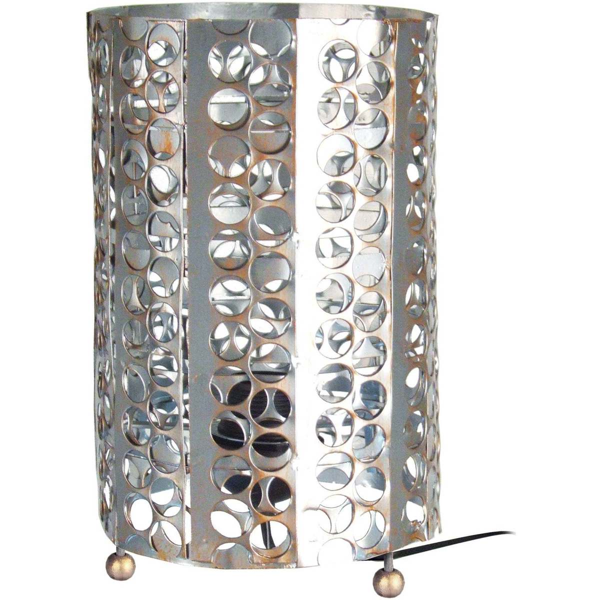 Casa Candeeiros de mesa Tosel Candeeiro mesa de cabeceira redondo metal alumínio Prata