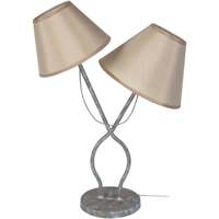 Casa Candeeiros de mesa Tosel Candeeiro mesa de cabeceira redondo metal taupe cinza e créme Outros