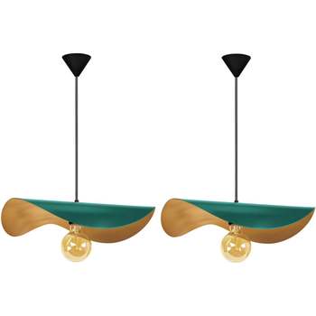 Casa Candeeiros de teto Tosel Suspensão redondo metal verde e dourado Verde