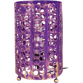 Casa Candeeiros de mesa Tosel Candeeiro mesa de cabeceira redondo metal violeta e dourado Violeta