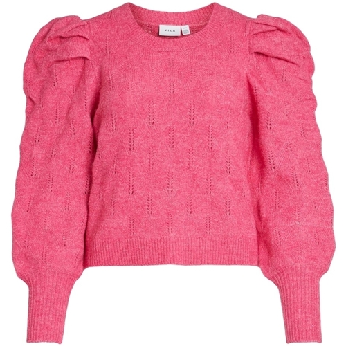 Textil Mulher camisolas Vila Malha Elania L/S - Fandango Pink Rosa