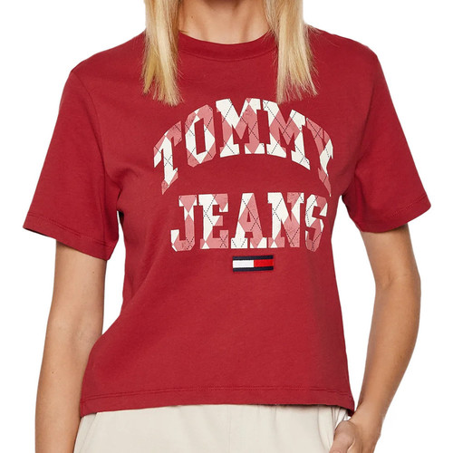 Textil Mulher T-Shirt flounce curtas Borracha Tommy Hilfiger  Vermelho