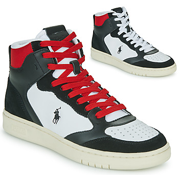 Sapatos Sapatilhas de cano-alto Artigos De Decoração POLO CRT HGH-SNEAKERS-HIGH TOP LACE Preto / Branco / Vermelho