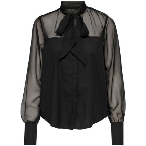 Textil Mulher Top Blossom S/s - Italian La Strada Camisa Costel L/S - Black Preto
