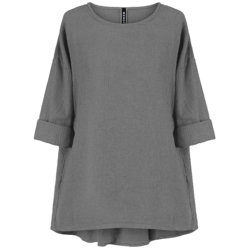 Textil Mulher Selecção de homen a menos de 60 Wendy Trendy Top 221338 - Grey Cinza