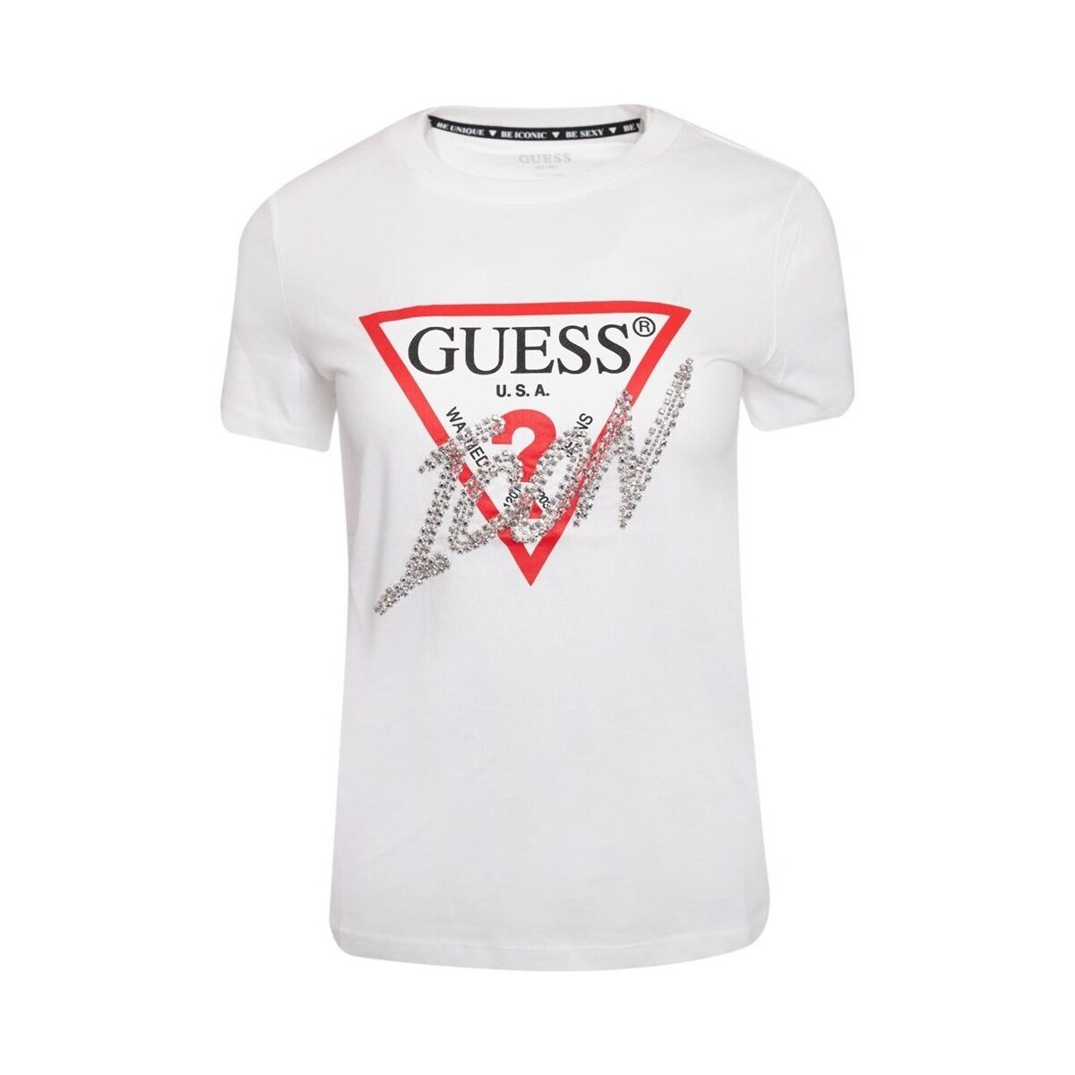 Textil Mulher T-Shirt mangas curtas Guess CN Icon Tee Branco