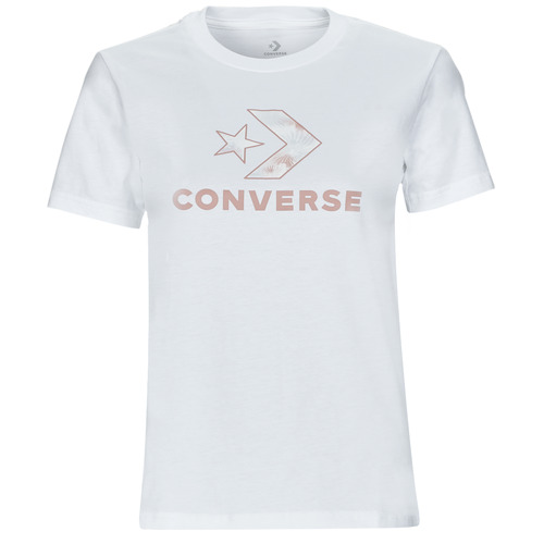 Textil Mulher T-Shirt mangas triple Converse ons FLORAL STAR CHEVRON Branco