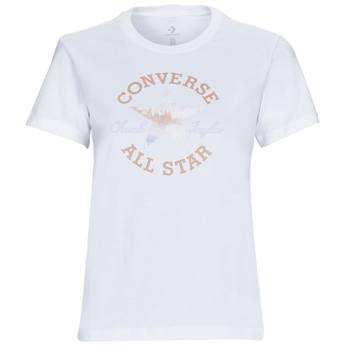 Textil Mulher T-Shirt mangas curtas Converse NOW FLORAL CHUCK TAYLOR ALL STAR PATCH Branco