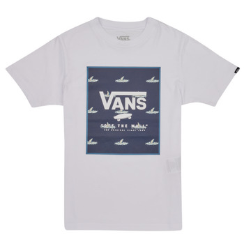 Textil Rapaz T-Shirt mangas curtas Vans PRINT BOX BOYS Branco / Azul