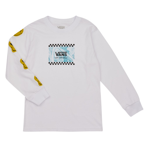 Textil Rapaz T-shirt mangas compridas alternative Vans MARBLE LS Branco