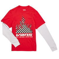 Textil Rapaz T-shirt mangas compridas Vans old REFLECTIVE CHECKERBOARD FLAME TWOFER Vermelho / Branco